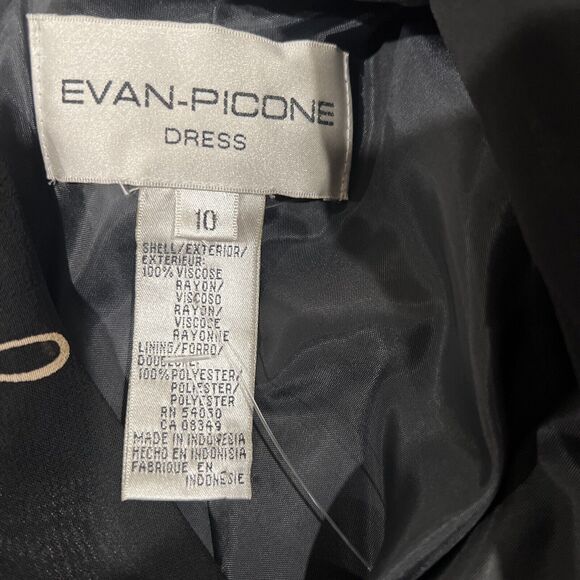 Evan Picone Dress 10 Black V-Neck Ruffles Vintage Evening Date Classy - Picture 10 of 12